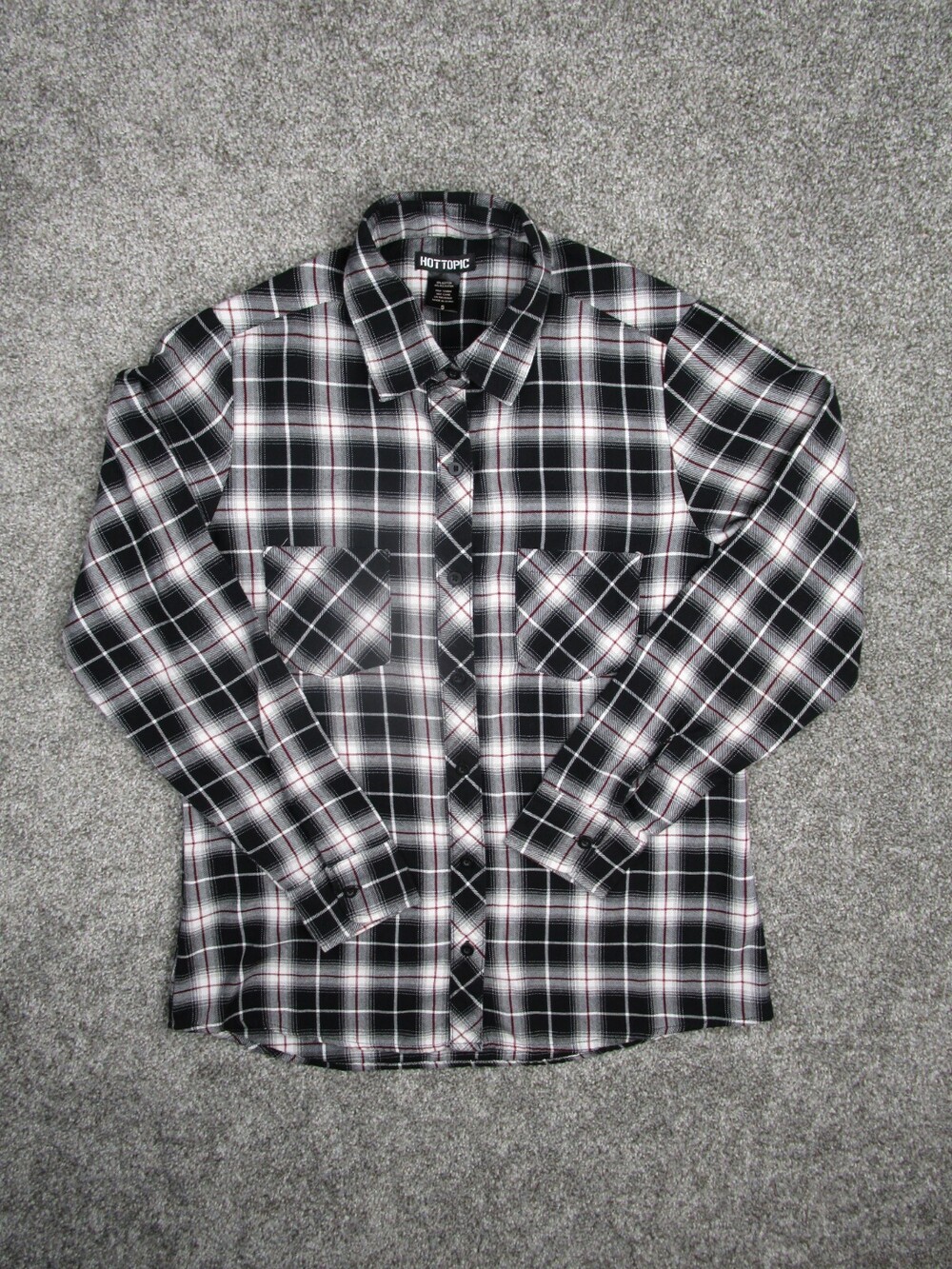 Hot Topic Shirt Women Small Black Plaid Flannel Open Back Goth Grunge Rockabilly